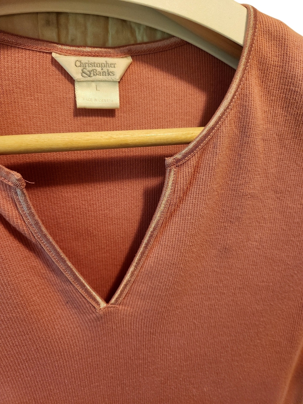 Christopher & Banks Ribbed V-Notch Tank - Terracotta - Picture 2 of 3